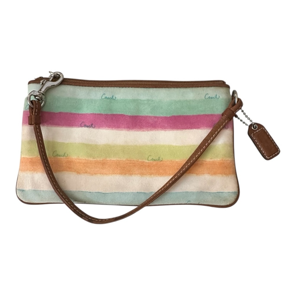 Coach Hampton Watercolor Wristlet • Vintage Pastel Resort Pouch • Beach Vacation - Picture 13 of 16
